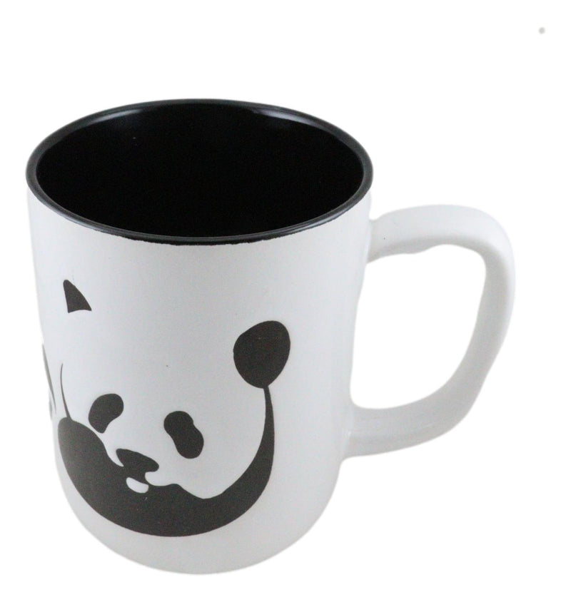 Set of 2 Giant Panda Bear Abstract Silhouette Art Ceramic Coffee Tea Mug Cup