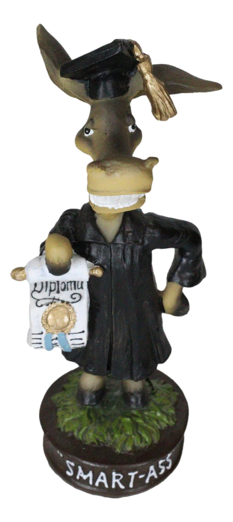 Comical Smart Ass Donkey with Diploma In Graduation Outfit Tassel Hat Figurine