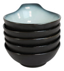 Pack Of 5 Ceramic Zen Blue Tempura Dipping Sauce Condiment Bowls With Handle