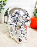 Chrome Silver Electroplated Jointed Human Skull Small Ossuary Macabre Figurine