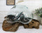 Bali Handicraft Natural Teak Driftwood With Large Decorative Molten Glass Bowl