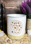 Buddhist Mandala Flower Filigree Cutout Ceramic Votive Candle Oil Tart Warmer