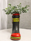 Fire Fighters Fireman Red Black and Yellow Boot Stationery Holder Flower Vase