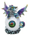 Aqua Blue Iridescent Jeweled Baby Wyrmling Dragon In Crystal Gem Egg Figurine