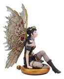 Steampunk Air Force Pilot Assassin Fairy Sitting On Time Warp Machine Figurine