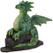 Ebros Green Unicorn Horned Dragon On Rock Figurine 5" Tall Fantasy Decor