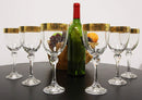 Ebros Set of 6 Italian Wine Glasses Gold Plated Greek Key Border Rim & Stem Base