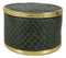 Faux Crocodile Pattern Green Print With Gold Trim Round Decorative Jewelry Box