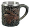 Ebros Emperor Bull Moose Mug Textured With Rustic Tree Bark Bronze Finish 12oz