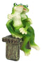 Rainforest Romantic Frog Couple Lovers Sitting On Park Bench Decor Figurine 7"H