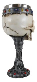 Medieval Cursed Skull With King Crown Diadem Gems Gothic Wine Goblet Chalice Cup