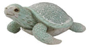 Aquamarine Coastal Beach Sea Turtle Statue With Mosaic Crushed Glass Shell 8.25"