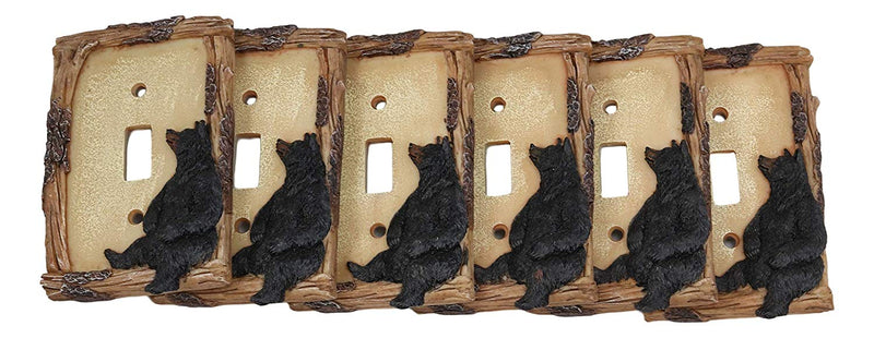 Ebros Black Bear By Branch Twigs Wall Light Cover Set of 6 Single Toggle Switch