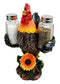 Farm Barnyard Rooster Salt Pepper Shakers Holder Figurine Spice To Crow About