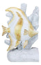 Nautical Sea Coastal Marine Angelfish Fishes Swimming By Corals Bookends Pair