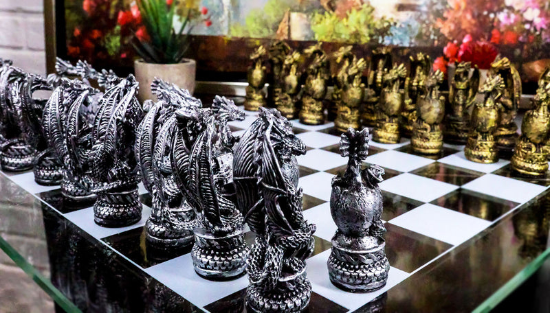 Ebros Fantasy Dragon Dungeon Kingdoms Resin Chess Pieces With