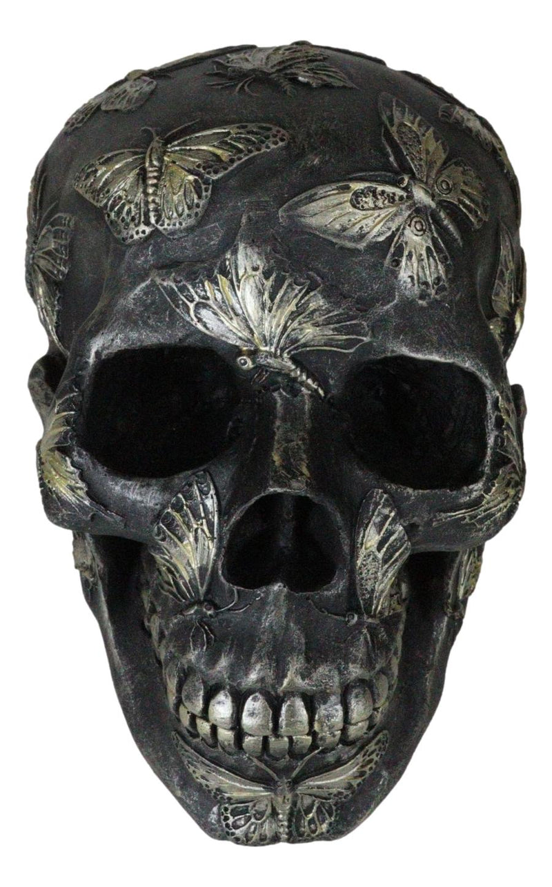 Ebros French Papillon Tattoo Butterfly Skull Figurine 6.75"L Halloween Day Of The Dead