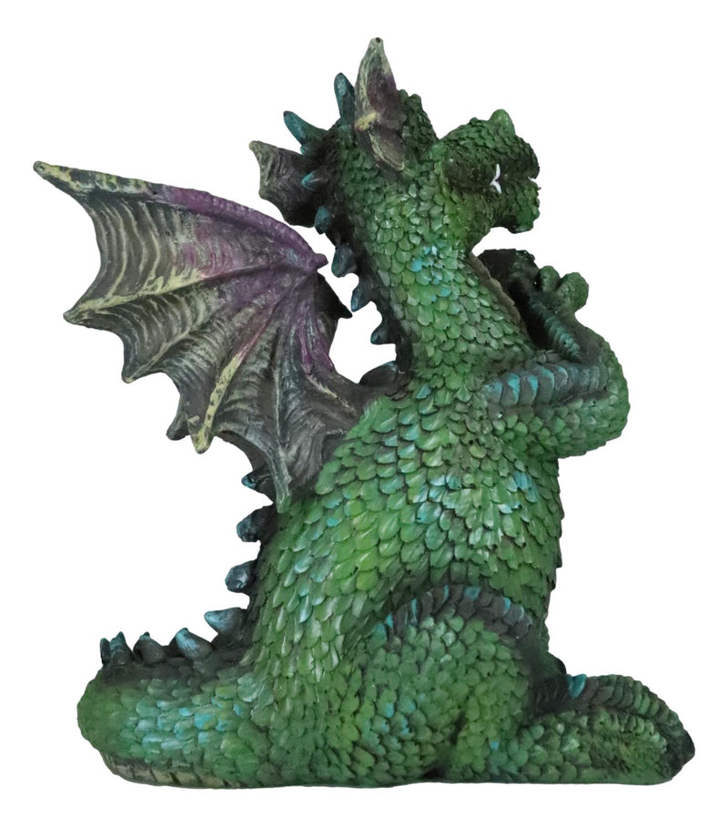 Fantasy Whimsical Adorable Cheering Green Dinosaur Dragon Collectible Figurine