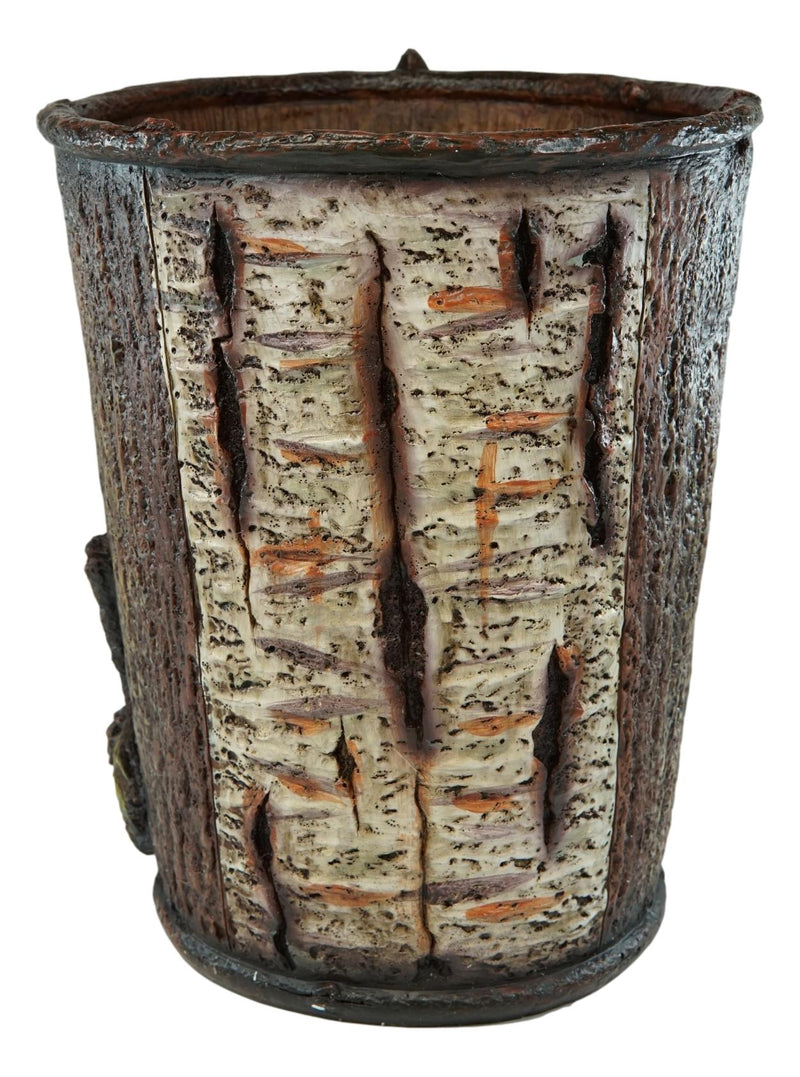 Rustic Southwestern Le Fleur Cross W/ Birch And Pinecones Waste Basket Trash Bin