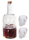 Ebros 30oz Skeleton Skull Liquor Glass Decanter Bottle With 2 Skulls Acrylic Shooters