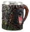 Nature Wildlife Roaring Black Bear Coffee Mug With Rustic Tree Bark Design 12oz