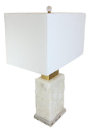 27"H Contemporary Elegant Stacked Marble Gold Plated Metal Table Lamp W/ Shade