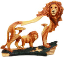 Ebros African Safari Grasslands Scene Lion King Rustic Faux Wood Cutout Figurine 8"L