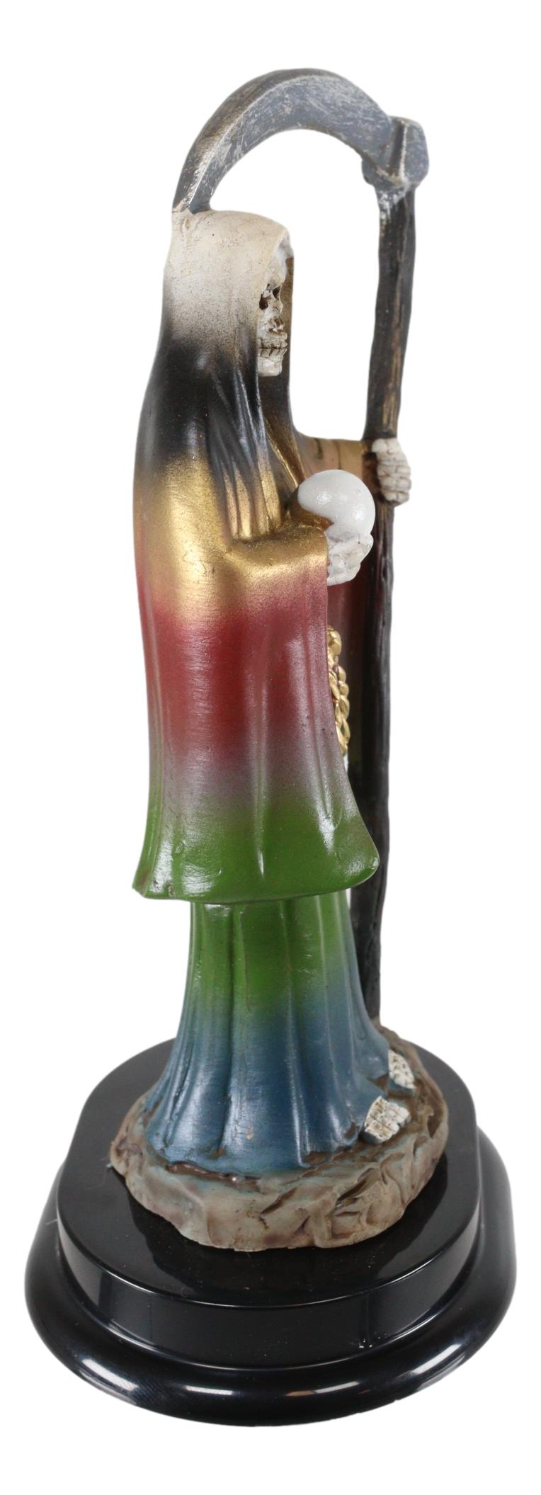 Ebros Gift 5.5"H Rainbow Santa Muerte With Scythe Protection Decorative Figurine