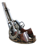 Country Western Cowboy Six Shooter Gun Pistols Horseshoe And Ropes Wine Holder