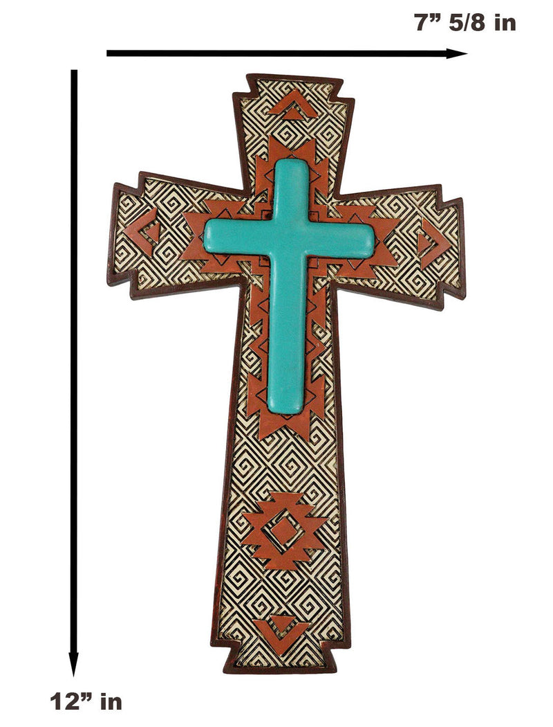 Southwestern Aztec Tribal Vectors Patterns Turquoise Canyon Ranch Wall Cross