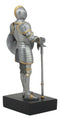 Medieval Knight Statue 9"H With Heraldic Royal Lion Shield And Axe Suit Of Armor