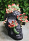 Day of The Dead Flora And Fauna Black Skull With Budding Succulents Figurine