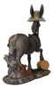 Drunken Donkey With Farmer Hat Smoking Pipe And Kicking Booze Bottle Figurine