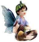 Ebros Sitting Boy Fairy Garden Figurine With Giant Acorn Mythical Sprite Sculpture 3"H