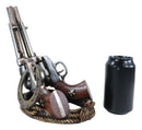 Country Western Cowboy Six Shooter Gun Pistols Horseshoe And Ropes Wine Holder