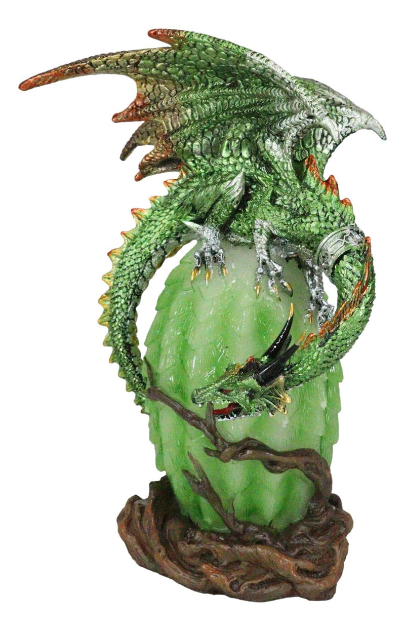 Greenman Vines Armored Dragon Guarding Color LED Lantern Acrylic Egg Figurine