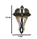 Inspirational Golden Angel Wings with Black Twisted Knotwork Wall Cross Plaque