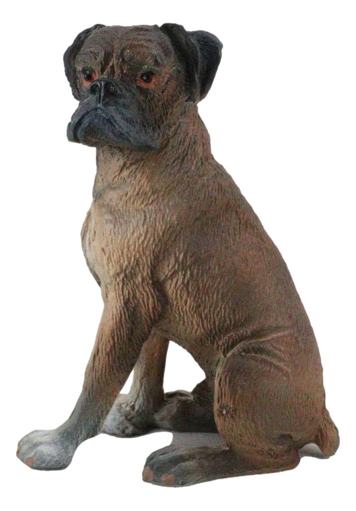 Realistic Pet Pal Adorable Sitting Brindle Boxer Dog Dollhouse Mini Figurine