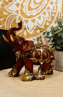 Thai Buddhism Decorated Feng Shui Elephant With Trunk Up Left Facing Figurine