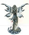 Large 20" Tall Shadow Night Fairy With Lycan Alpha Gray Wolf Statue Figurine