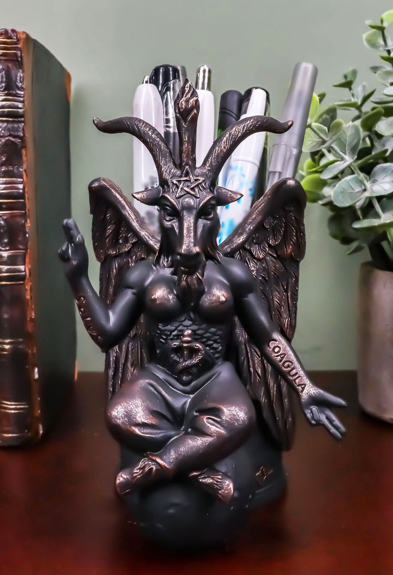 Sabbatic Goat Idol Winged Baphomet With Pentagram Sigil Stationery Pen Holder