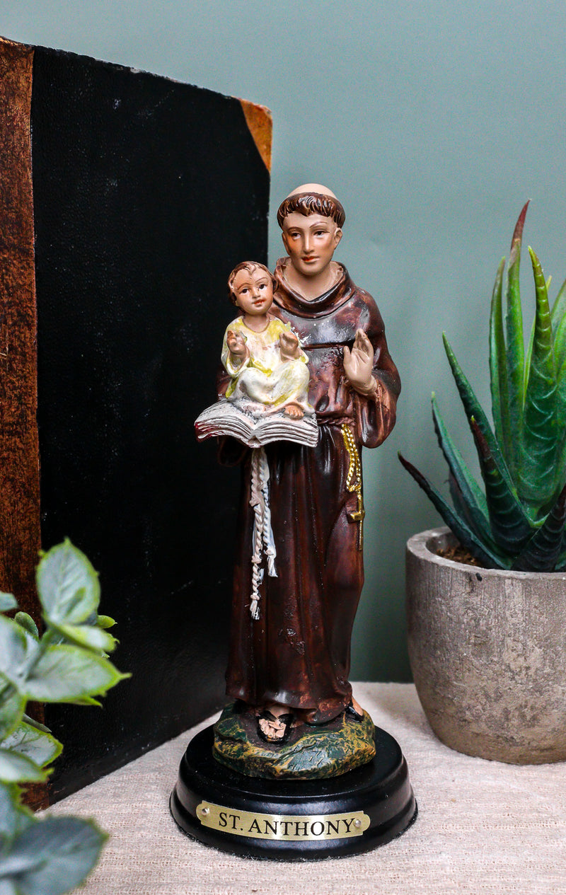 Ebros Saint Anthony of Padua Carrying Baby Jesus and The Bible Statue 5.25" Tall