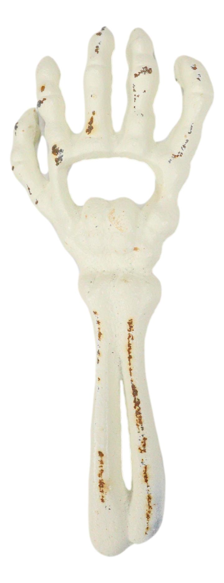 Pack of 2 Cast Iron Rustic White Bone Skeleton Arm Hand Beer Bottle Cap Opener