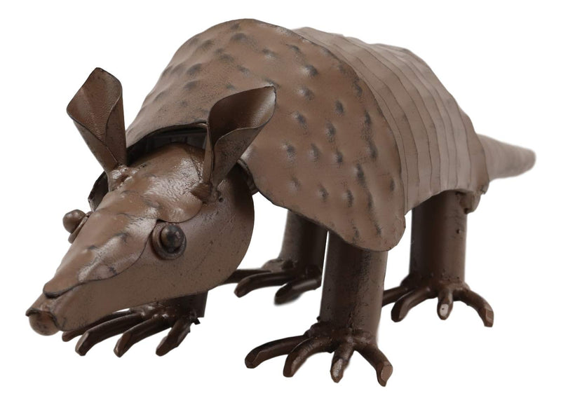 Ebros Western Rustic Forest Hand Sculpted Metal Springy Armadillo Statue 15.5" L