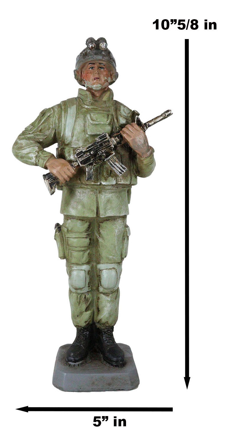 Military Marine Army Deploy Soldier On Guard With Rifle And Backpack Figurine