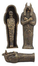 Ebros Egyptian Sarcophagus Box with Mummy Figurine 5.25" Long God of Afterlife Anubis Coffin Sculpture