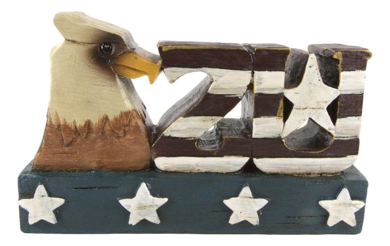 USA Patriotic Bald Eagle Word Art Sign USA American Flag Desktop Plaque Figurine