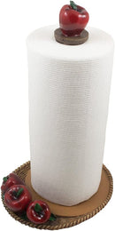 Apple Basket Paper Towel Holder with Wicker Look Decorative Display Stand