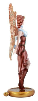 Aviator Assassin Steampunk Fairy Standing On Time Warp Machine Figurine 13"H