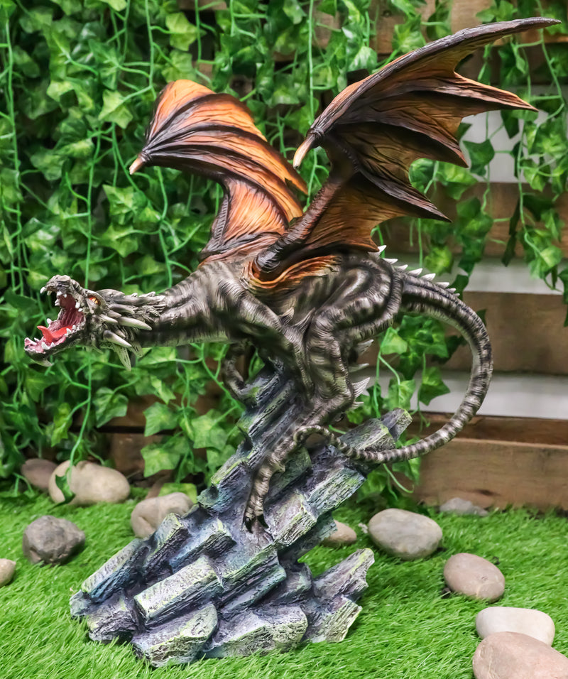 Resin Dragon Garden Statue - Mountain Dragon Sculpture For Outdoor